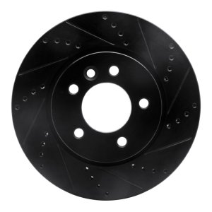 Land Rover LR3 Brake Rotor (1) - Front Right - R1 Concepts - Drilled & Slotted - Black - `05-`07